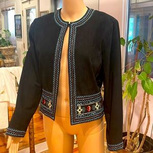 Double D Ranch Black bolero embroidered genuine leather Swede jacket XS